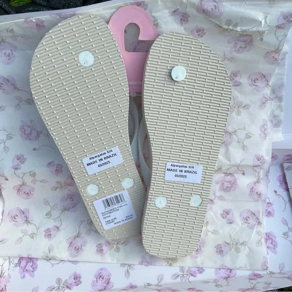 NWT LoveShackFancy x Havaianas Sterling Dusk Ribbon Rosa Flip Flops Size 7/8 - Picture 7 of 10